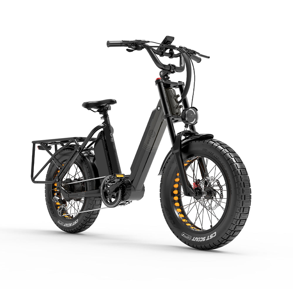 Bicicleta de montaña eléctrica BEZIOR X500MAX de 20 pulgadas con neumáticos anchos, motor de 750 W y batería de 48 V y 37,5 Ah