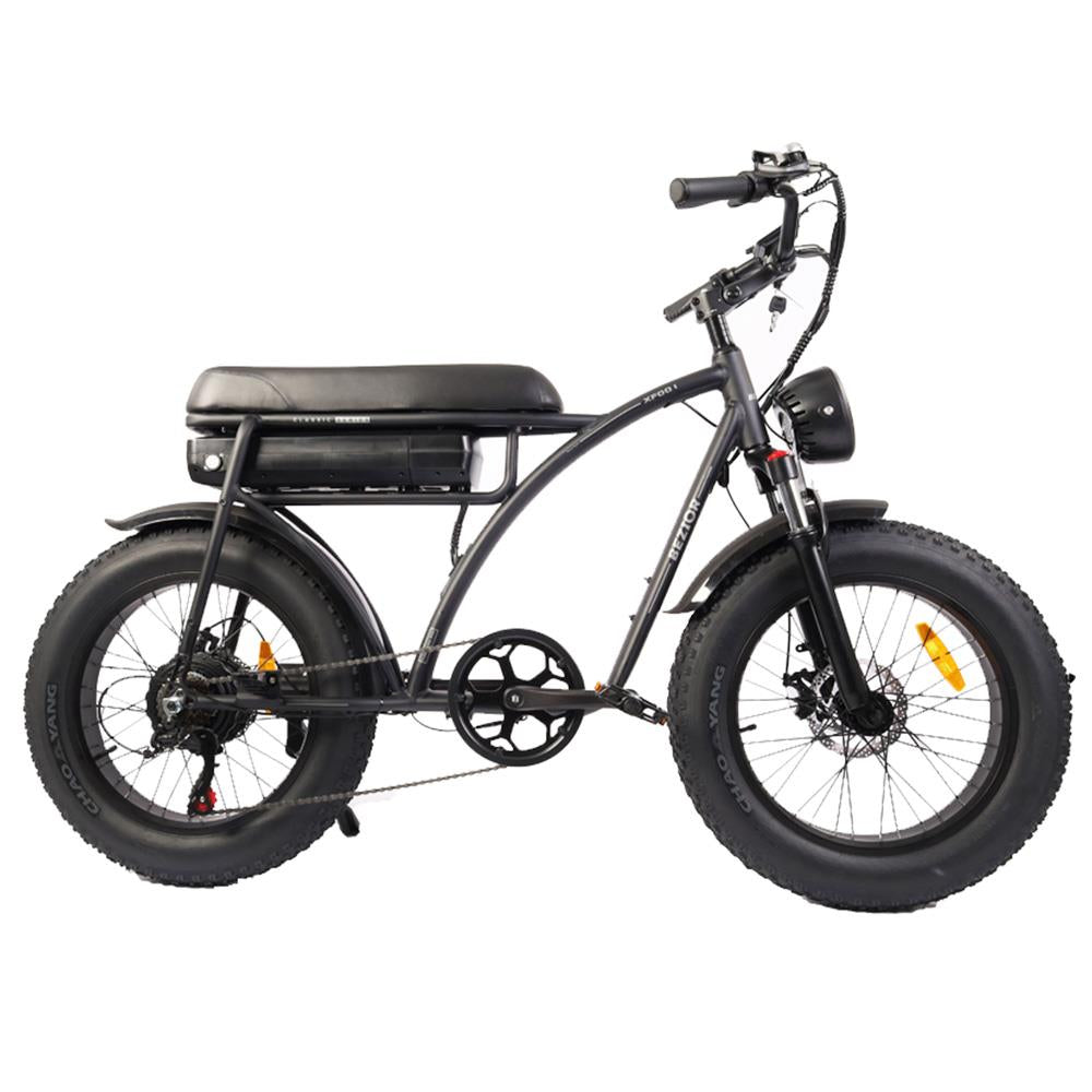 Bicicleta eléctrica todoterreno retro BEZIOR XF001 de 20", ruedas anchas, motor de 1000 W, batería de 48 V y 12,5 Ah
