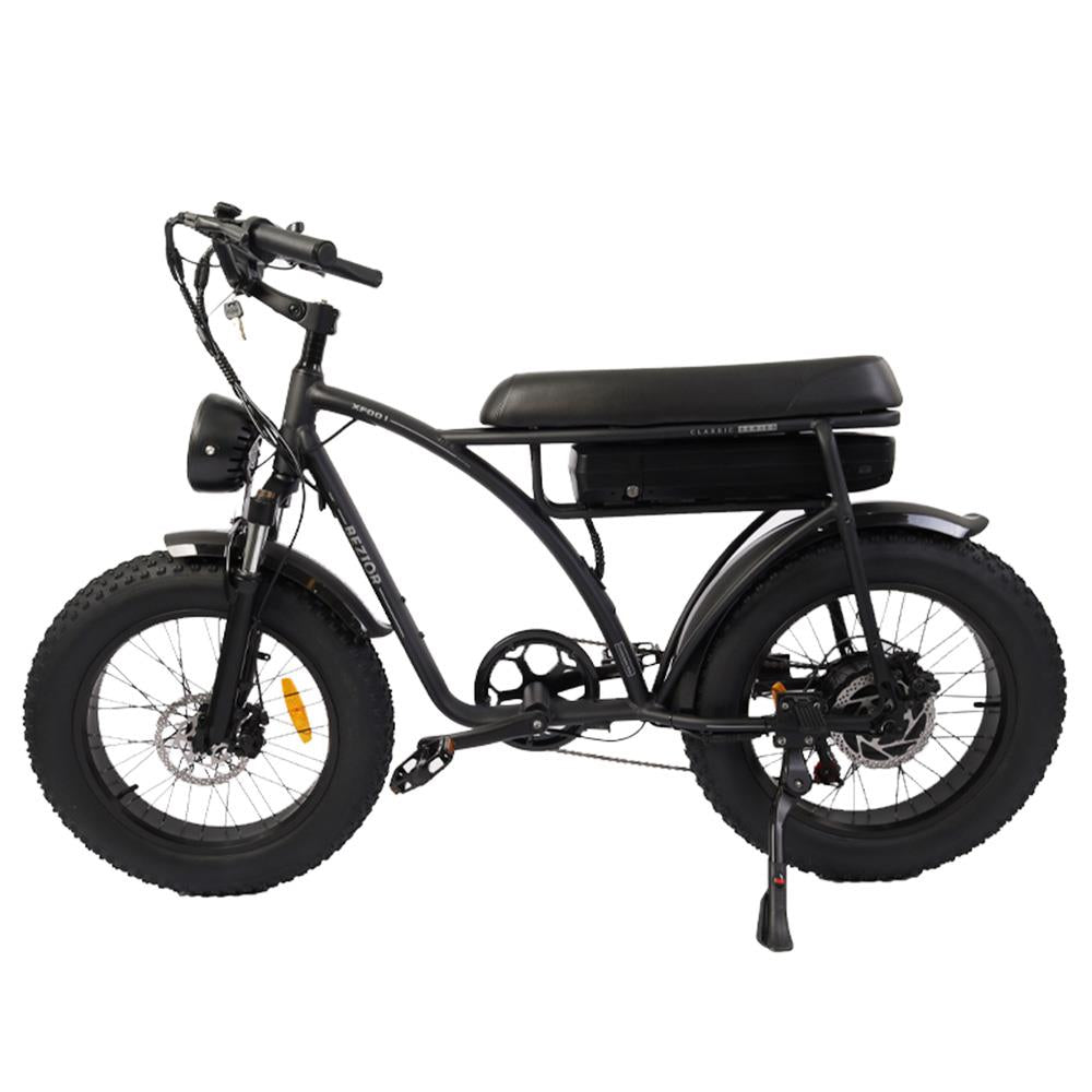 Bicicleta eléctrica todoterreno retro BEZIOR XF001 de 20", ruedas anchas, motor de 1000 W, batería de 48 V y 12,5 Ah