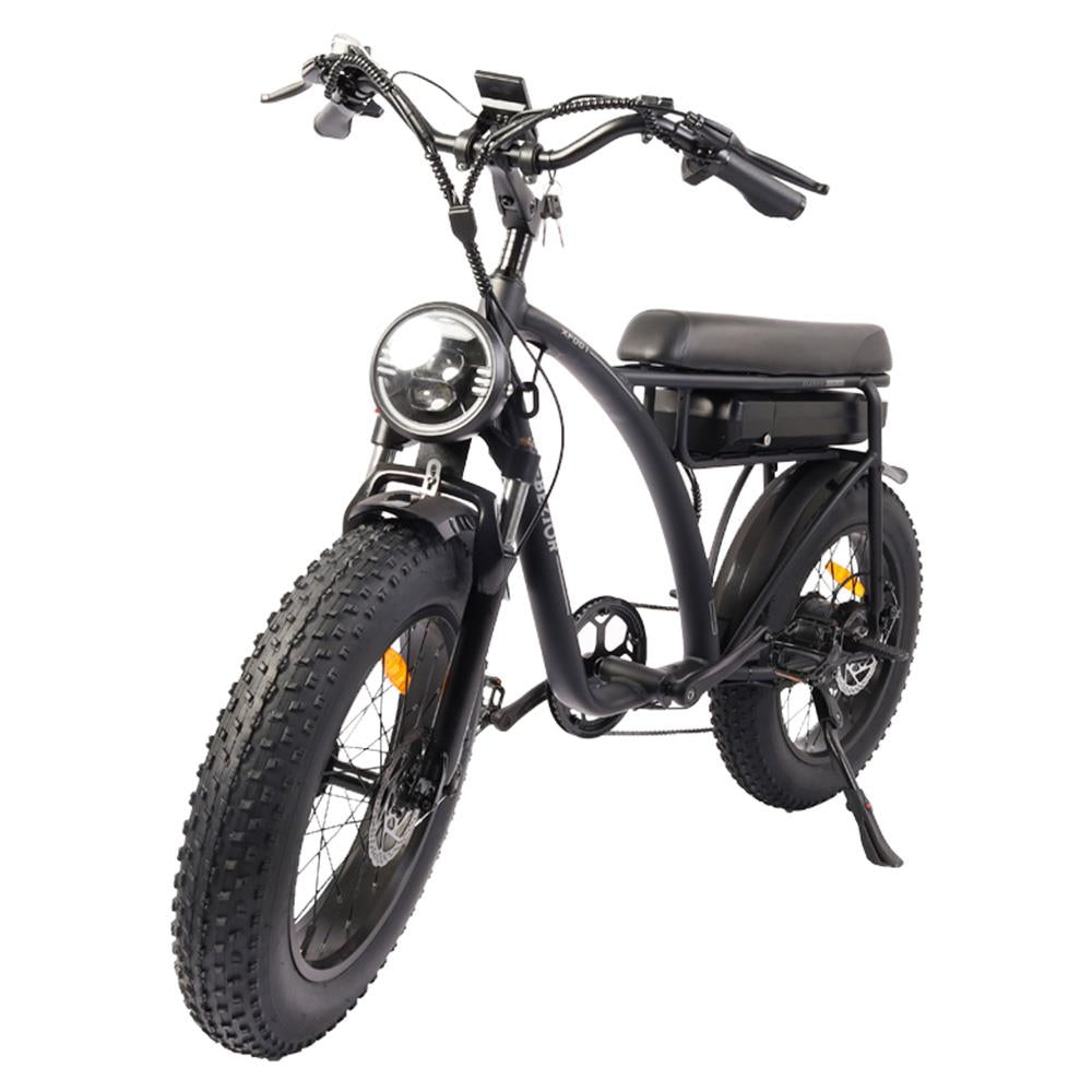 Bicicleta eléctrica todoterreno retro BEZIOR XF001 de 20", ruedas anchas, motor de 1000 W, batería de 48 V y 12,5 Ah