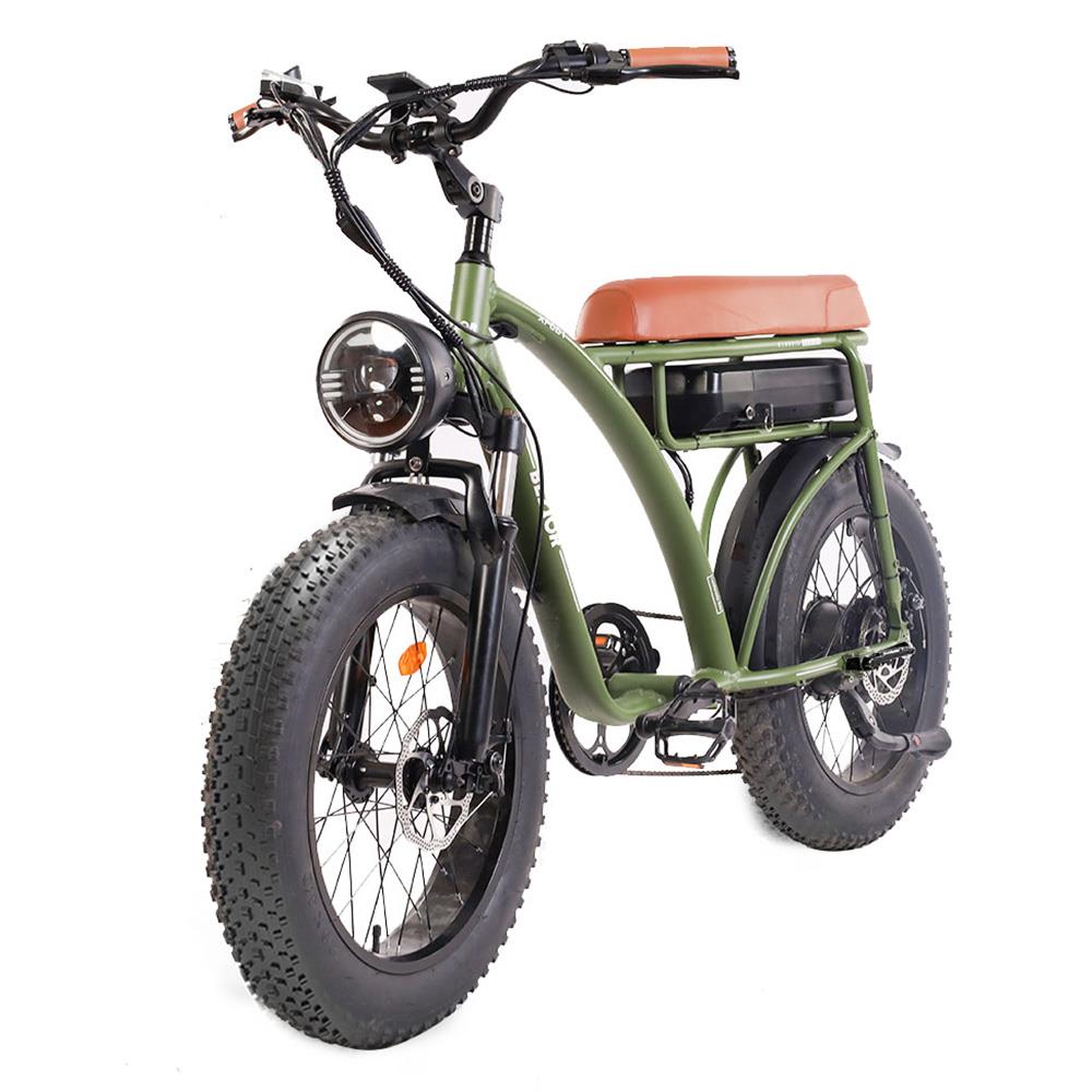 Bicicleta eléctrica todoterreno retro BEZIOR XF001 de 20", ruedas anchas, motor de 1000 W, batería de 48 V y 12,5 Ah