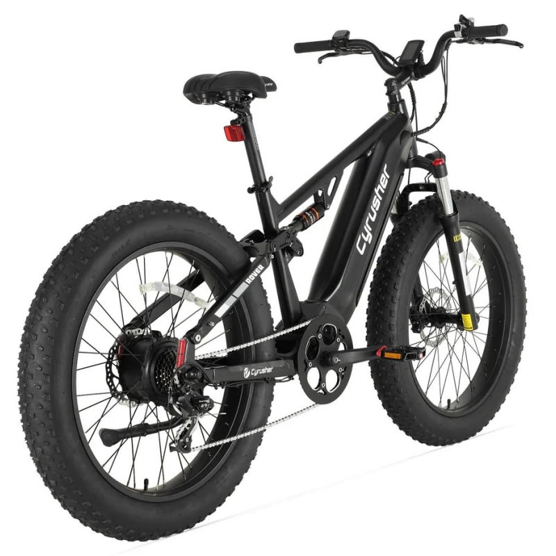CYRUSHER Rover 26 Zoll Elektrofahrrad mit Fatbike-Reifen und Fully-Federung 250W Motor 52V 15,6Ah Batterie