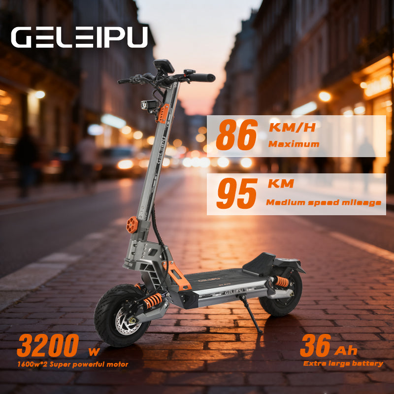 GELEIPU GTEVO 11" Allrad-Elektroroller 1600W*2 Doppelantrieb 60V 36Ah Batterie