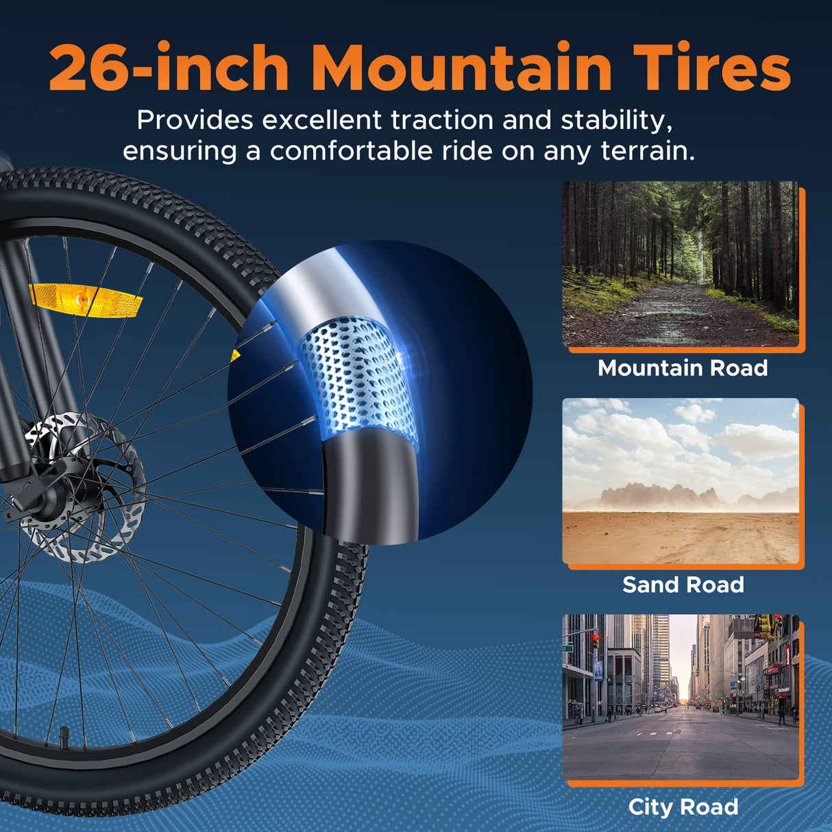 HILLMILES MileTrail 1 26" All-Terrain Elektrofahrrad mit 250W Motor 36V 13Ah Batterie