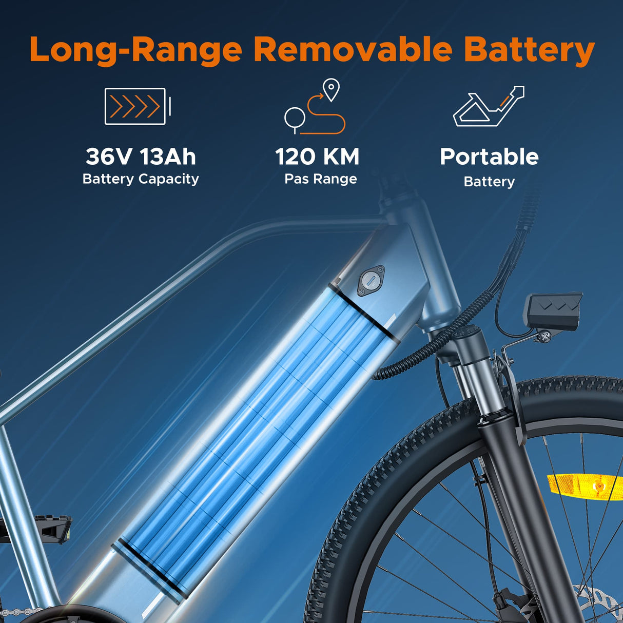 HILLMILES MileTrail 1 26" All-Terrain Elektrofahrrad mit 250W Motor 36V 13Ah Batterie