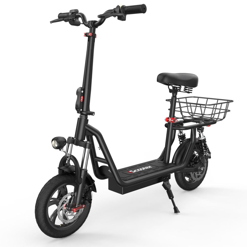 ISCOOTER I12 12" Pendler-Elektroroller mit Sitz und Tragekorb 500W Motor 36V 7,5Ah Batterie