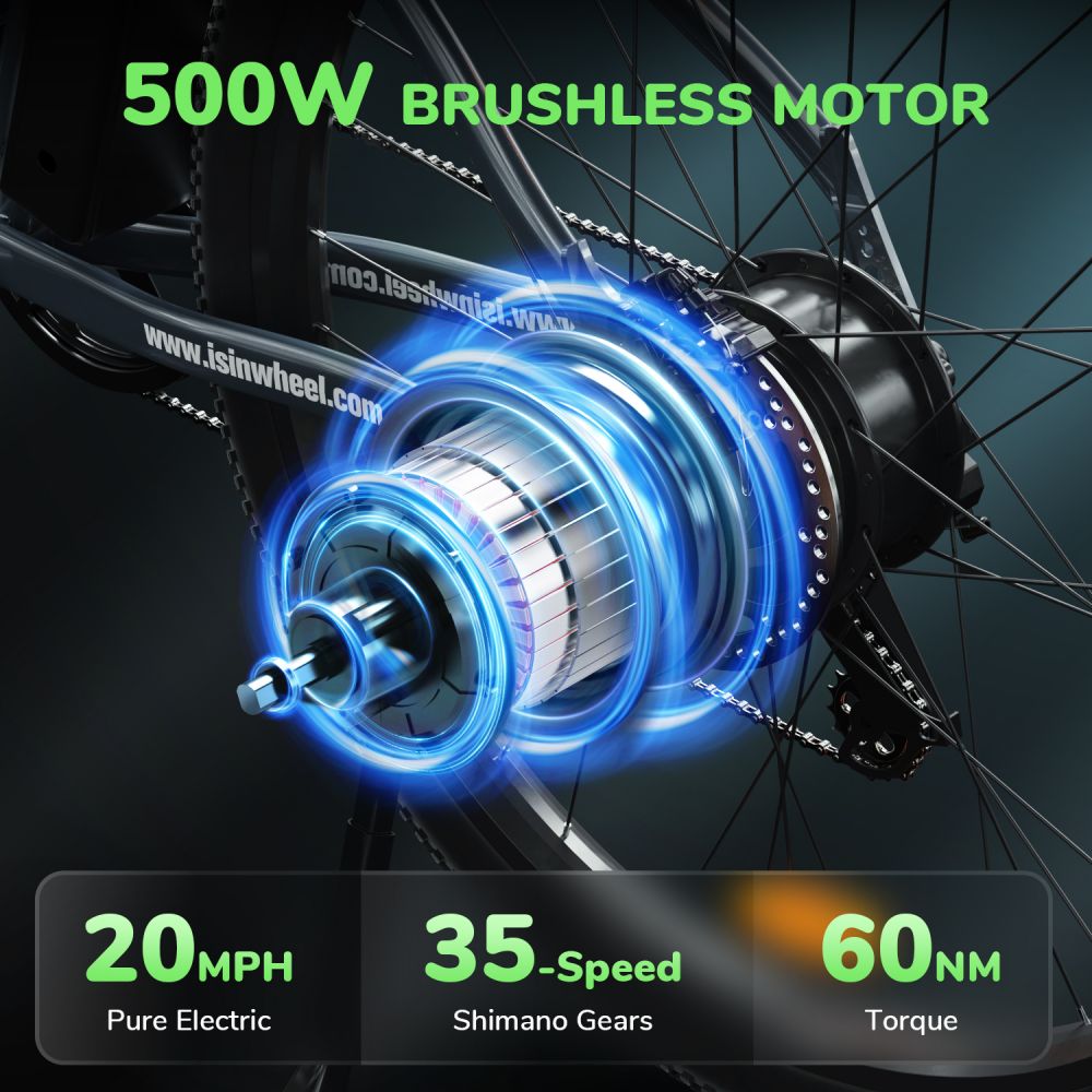 ISINWHEEL M10 26" Pendler-Elektrofahrrad 500W Motor 36V 10,4Ah Batterie