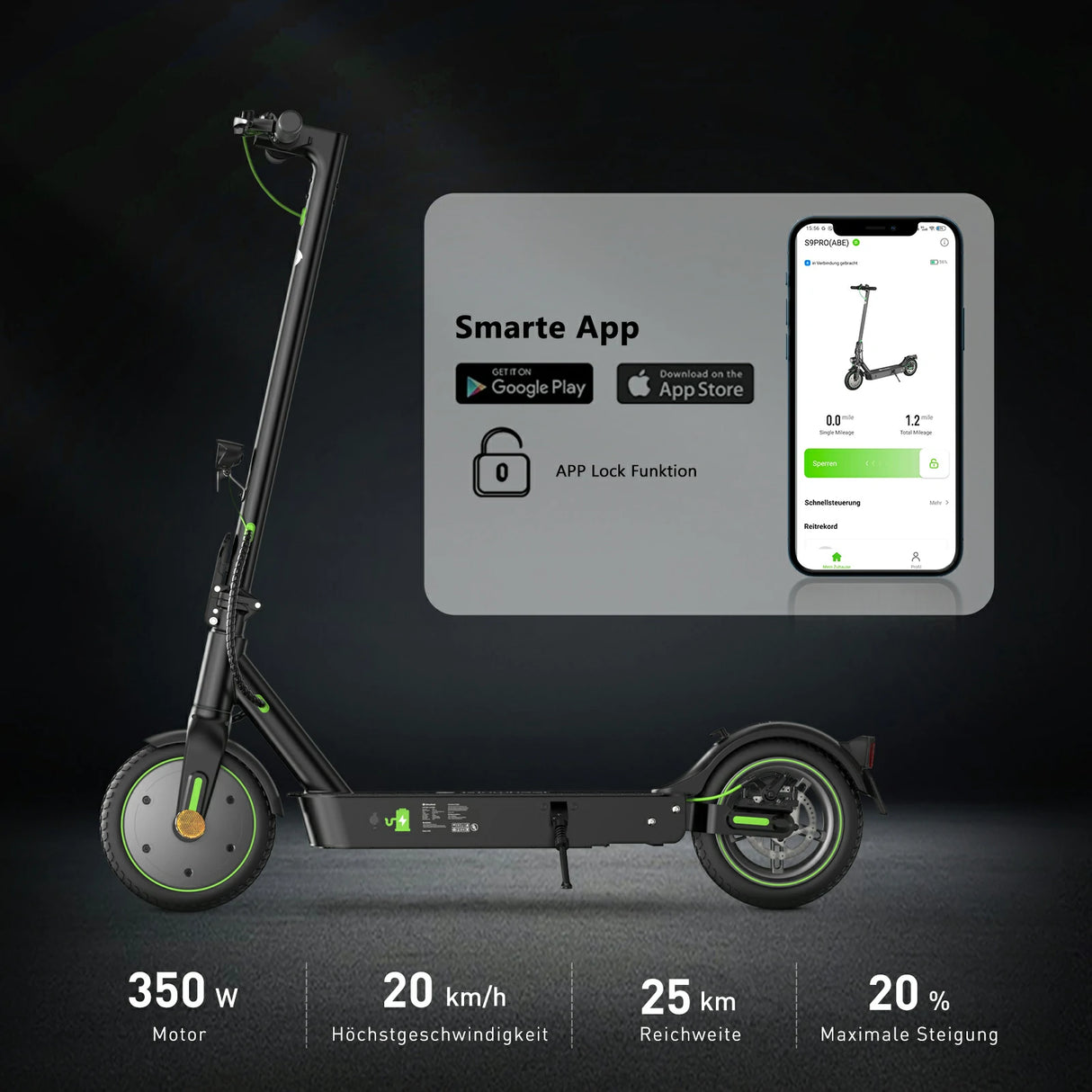 ISINWHEEL S9 Pro 8,5" E-Scooter Mit Straßenzulassung 350W Motor 36V 7,5Ah Batterie (ABE)