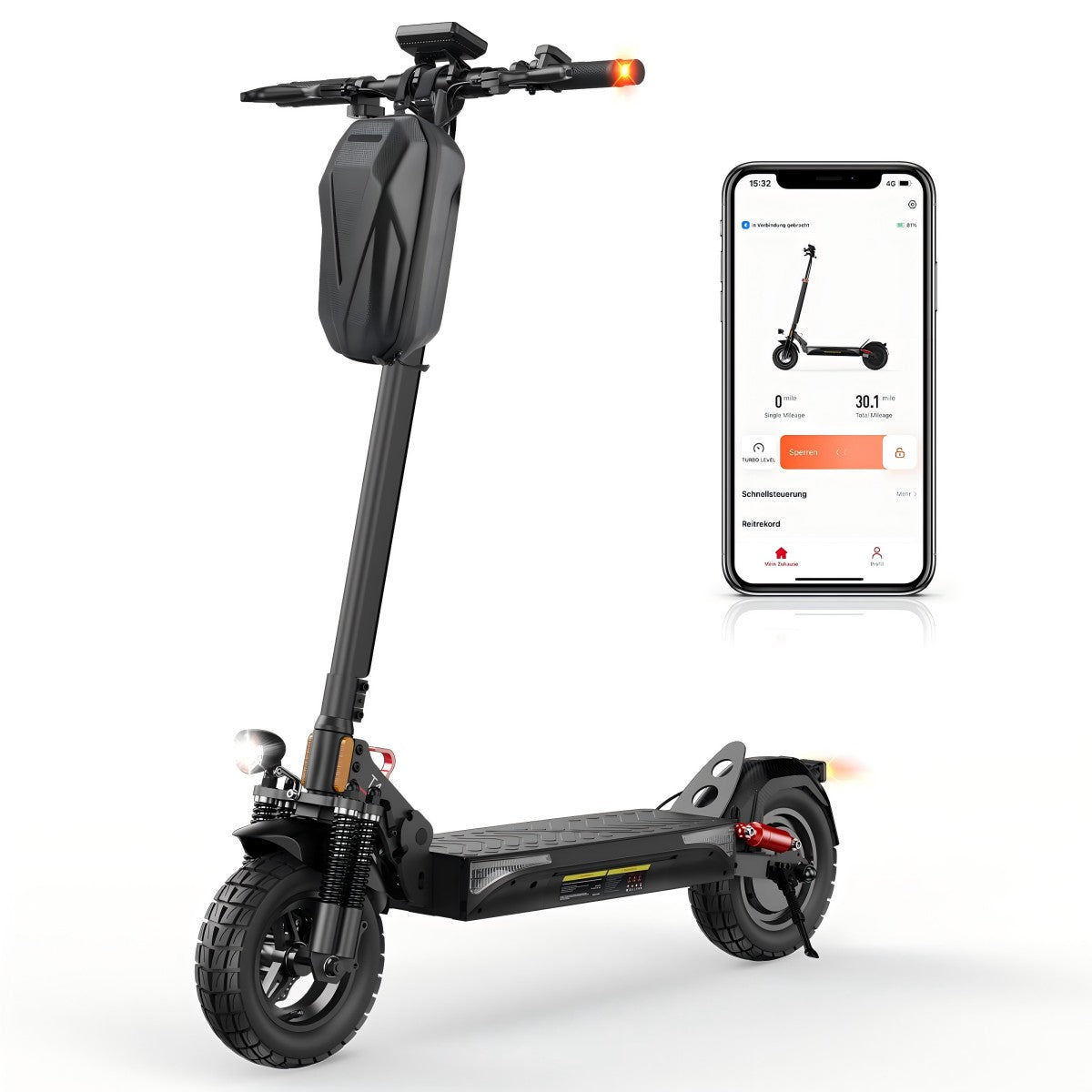 Patinete eléctrico todoterreno ISINWHEEL T4 de 10" con motor de 1000 W homologado para circular y batería de 42 V y 12,5 Ah (ABE)