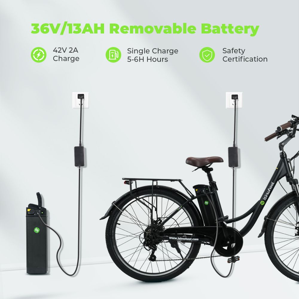 ISINWHEEL U2 26" Cruiser Pendel Elektrofahrrad 500W Motor 36V 13Ah Batterie