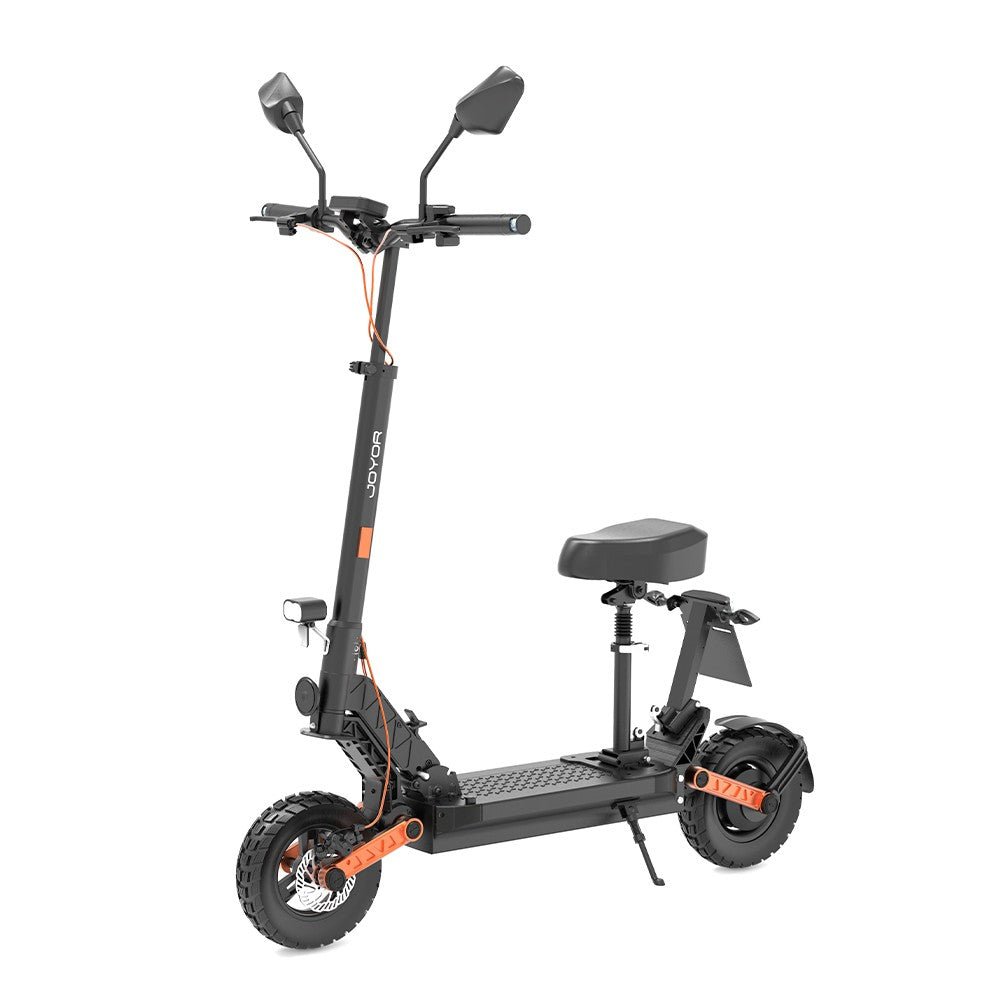 Ciclomotor eléctrico todoterreno JOYOR S8E de 10 pulgadas con asiento, motor NFC de 800 W, batería de 48 V y 26 Ah (certificado CEE)