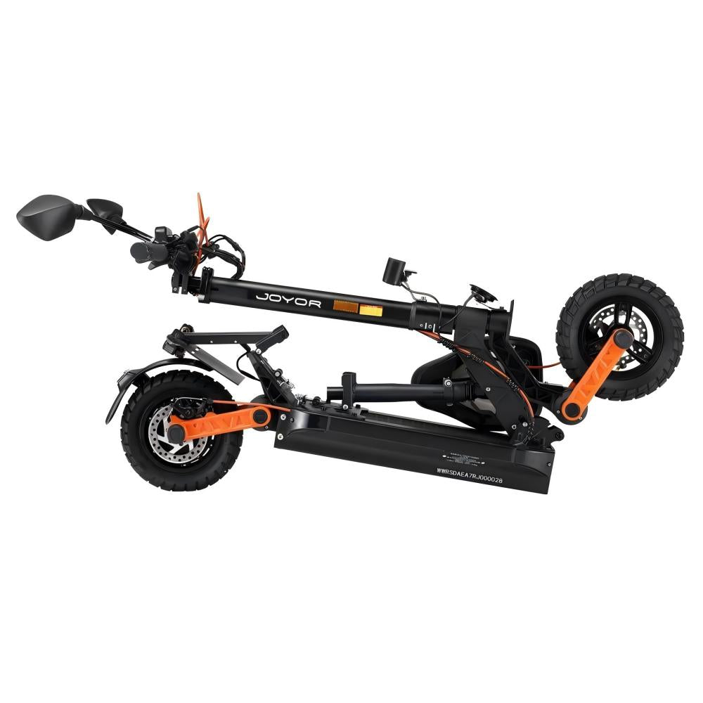 Ciclomotor eléctrico todoterreno JOYOR S8E de 10 pulgadas con asiento, motor NFC de 800 W, batería de 48 V y 26 Ah (certificado CEE)