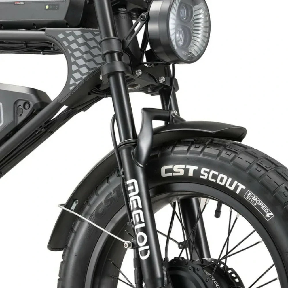 MEELOD DK300 MAX 20" Elektrofahrrad im Retro-Moped-Stil 1200W Spitzenleistung Doppelmotoren 48V 20Ah Doppelbatterien