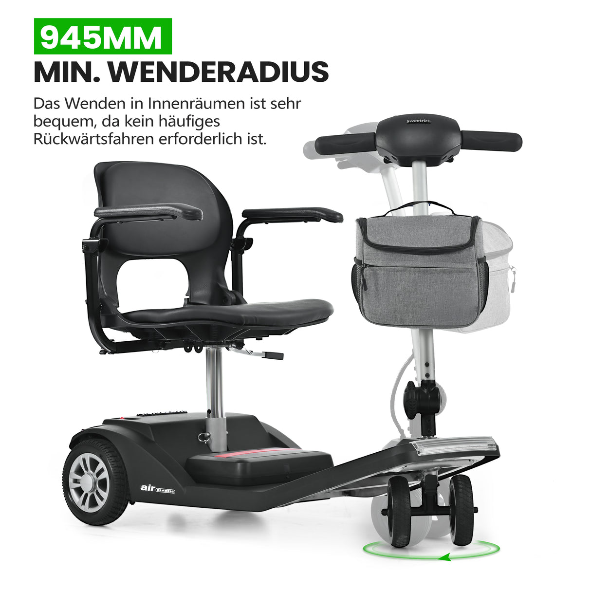 SWEETRICH AIR CLASSIC 7.5 Zoll 3 Räder Elektromobil Scooter 250W Motor 24V 12Ah Batterie