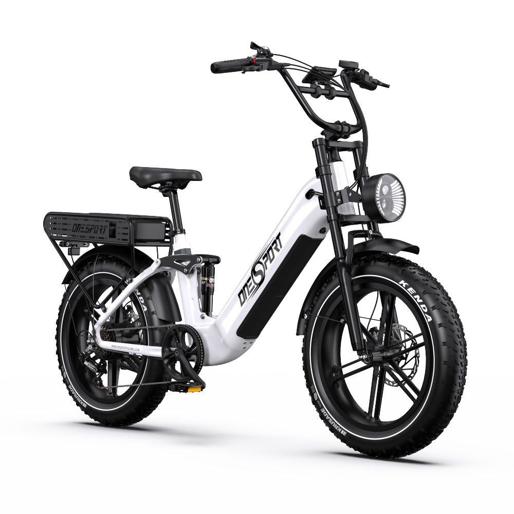 ONESPORT OT08 PRO 20“ Vollgefedertes Fat Tire Elektrofahrrad 500W Motor 48V 18Ah*2 Dual Batterie