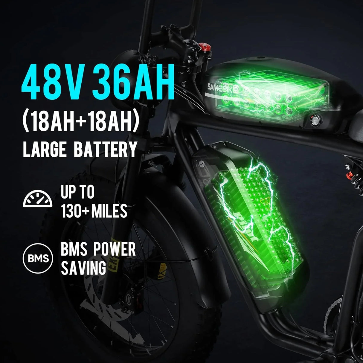 SAMEBIKE Pilot M20-III (SR) 20" Elektro-Mountainbike 2000W Doppelmotoren 48V 36Ah Doppelakkus