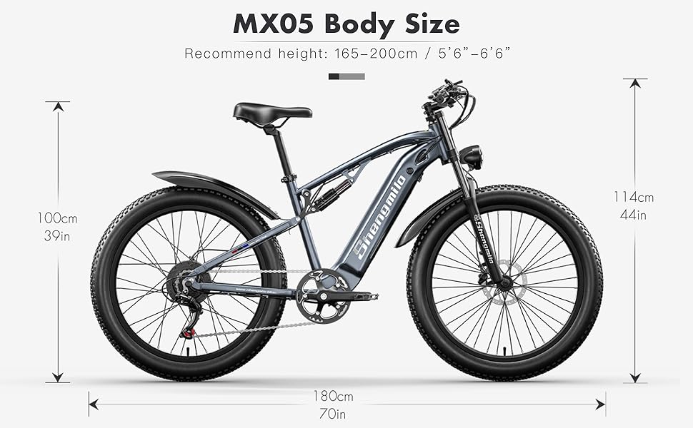 Bicicleta de montaña eléctrica SHENGMILO MX05 de 26 pulgadas con neumáticos anchos, motor de 1000 W, batería de 48 V y 17,5 Ah