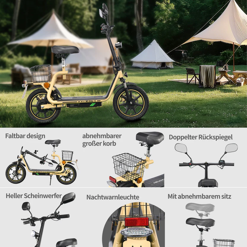 TWOFISH M5 Elite-E 14" Sitzender Elektroroller 500W Motor 48V 13Ah Batterie