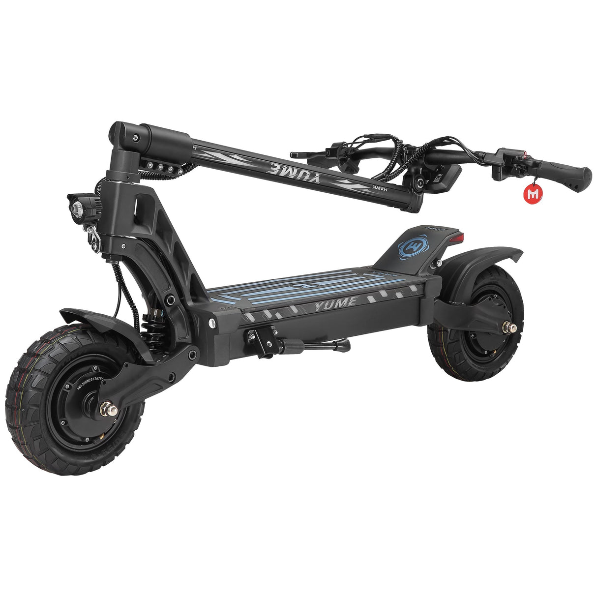 Patinete eléctrico todoterreno YUME Hawk de 10 pulgadas, 1200 W x 2, motor dual, batería de 60 V y 22,5 Ah