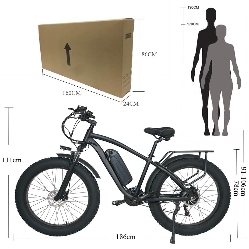 CMACEWHEEL M26 26" Fat Tire Elektrisches Mountainbike 750W Motor 48V 17Ah Batterie