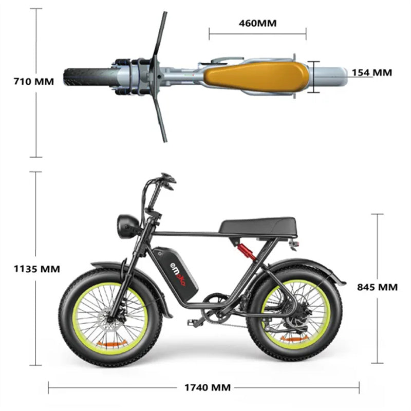 EMOKO C91 20" Fat Tire Elektro-Geländefahrrad 1000W Motor 48V 20Ah Batterie