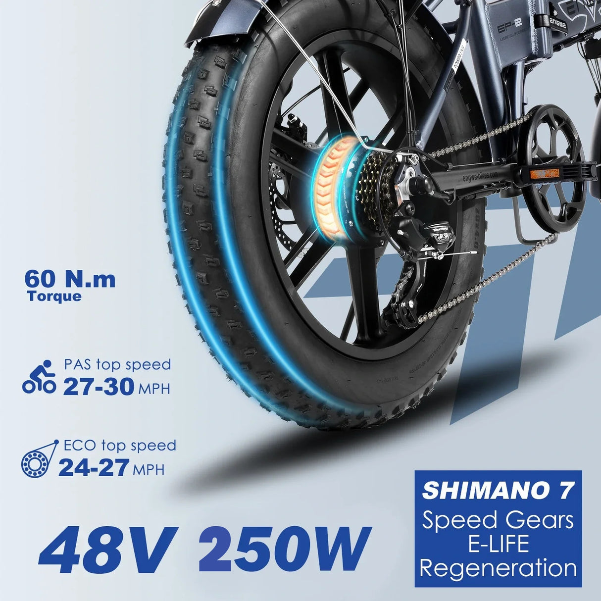 ENGWE EP-2 Pro 20" Fat Tire Faltbares Elektrofahrrad 250W Motor 48V 13Ah Batterie