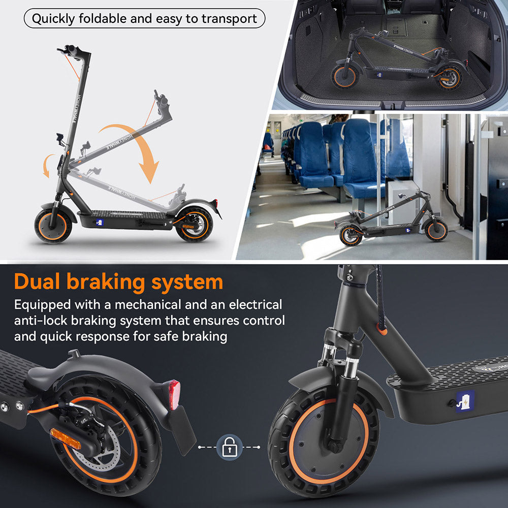 Patinete eléctrico plegable HONEYWHALE E9 Max de 10 pulgadas con motor de 500 W homologado para circular y batería de 36 V y 10 Ah (ABE)