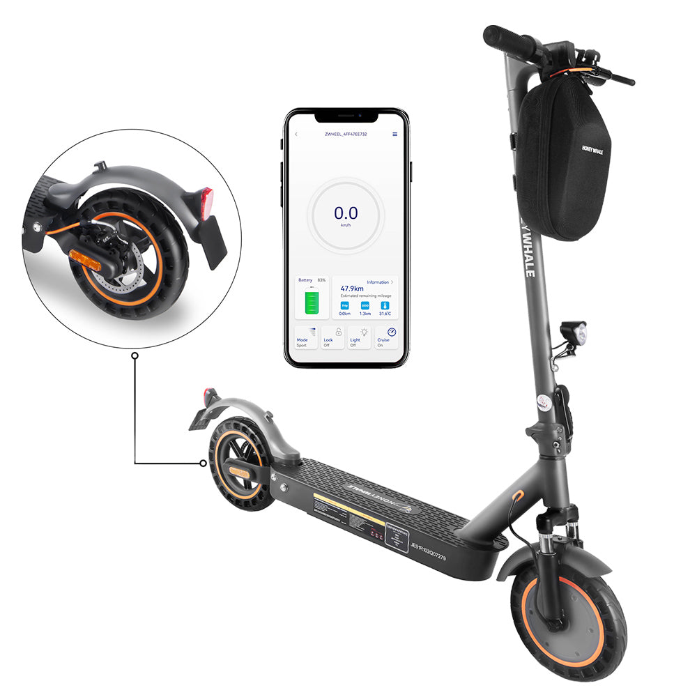 Patinete eléctrico plegable HONEYWHALE E9 Max de 10 pulgadas con motor de 500 W homologado para circular y batería de 36 V y 10 Ah (ABE)