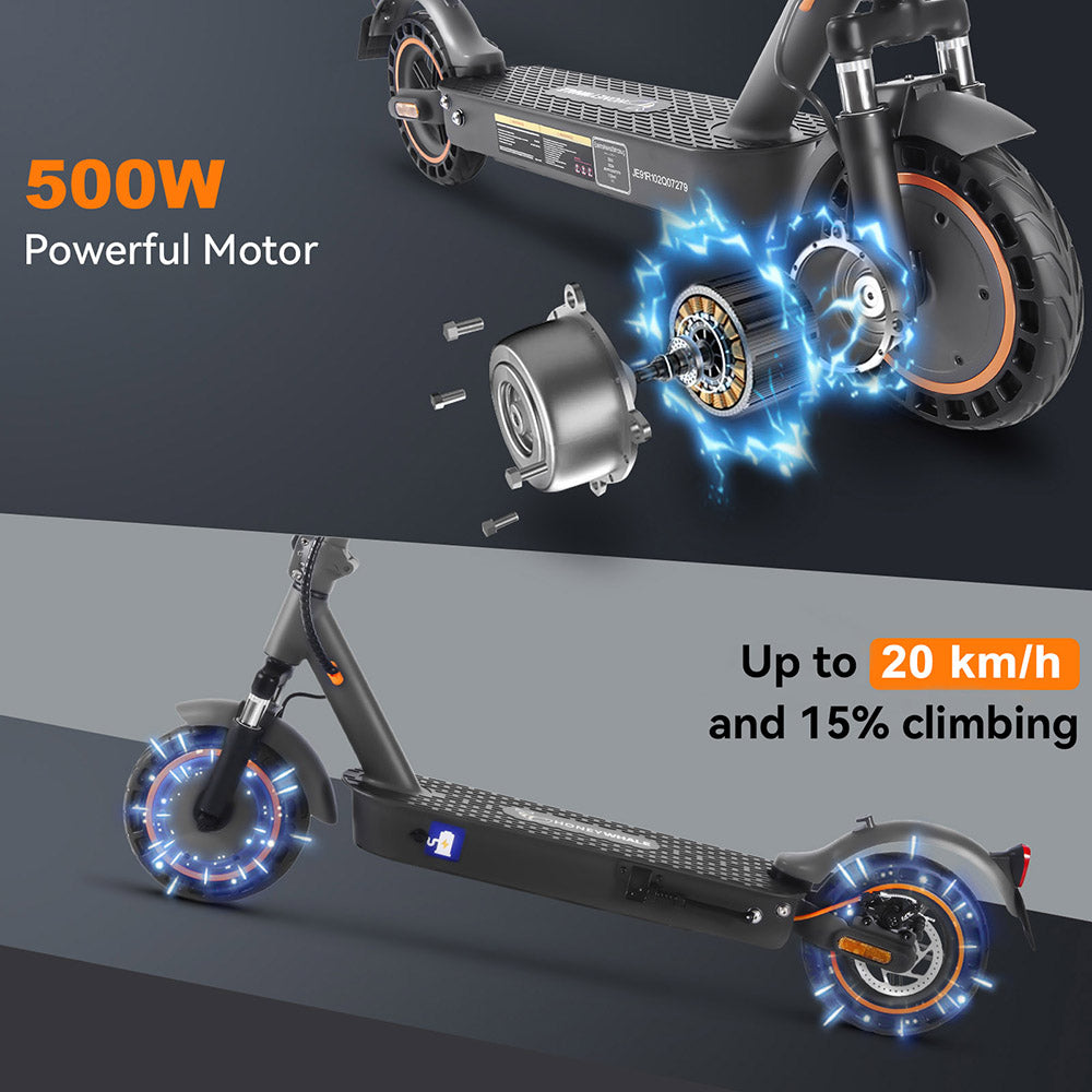 Patinete eléctrico plegable HONEYWHALE E9 Max de 10 pulgadas con motor de 500 W homologado para circular y batería de 36 V y 10 Ah (ABE)