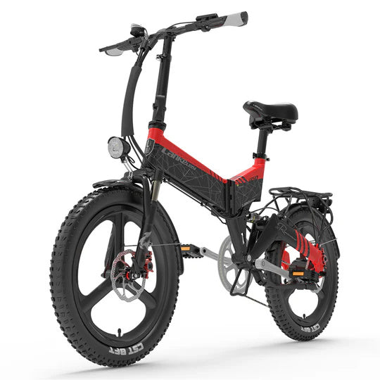 Bicicleta eléctrica urbana plegable LANKELEISI G650 de 20 pulgadas, motor de 500 W, batería de 48 V y 12,8 Ah