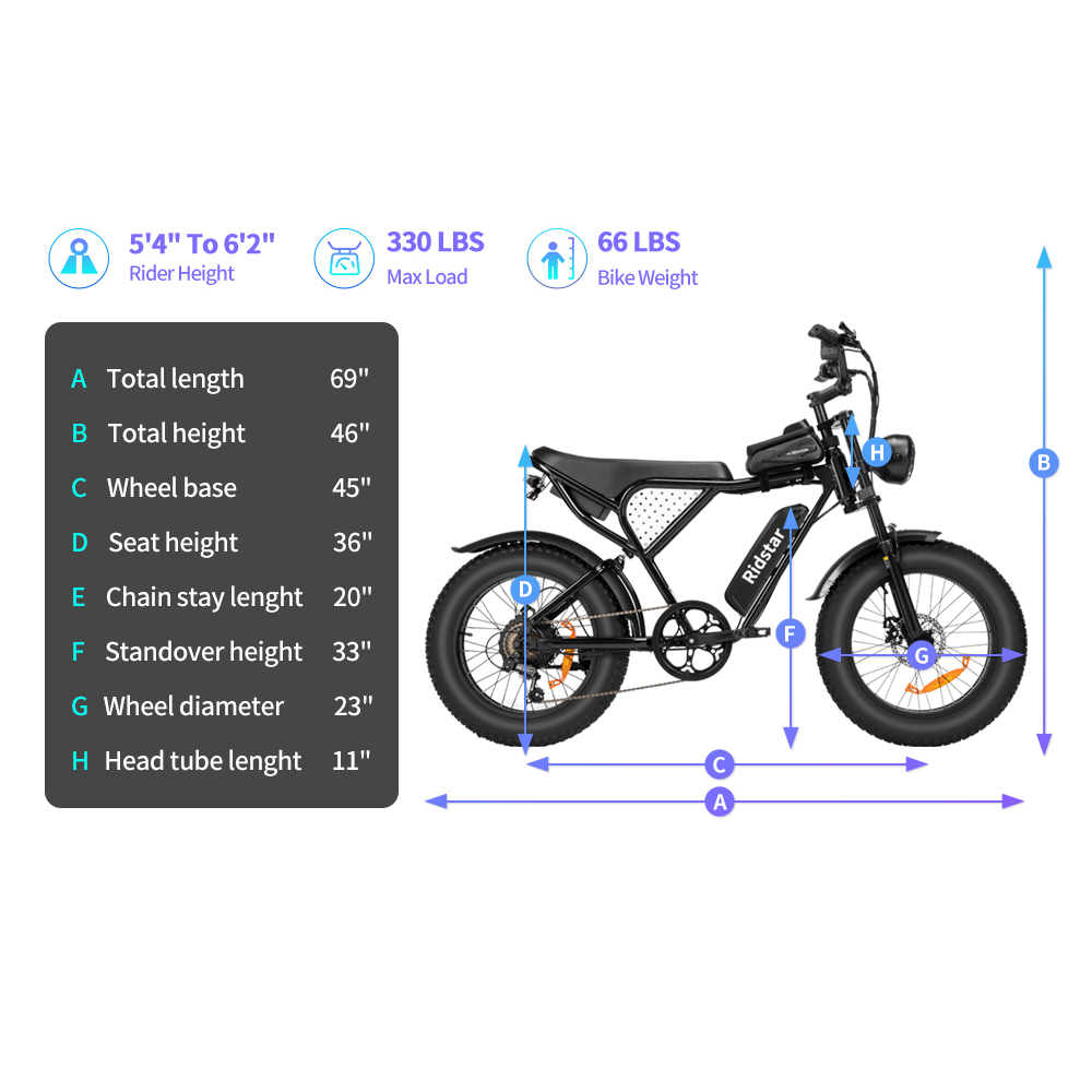 Ridstar-Q20-Lite-Fat-Tires-Elektrofahrrad-1000W-Motor-48V-15Ah-Batterie-schwarz-Größe