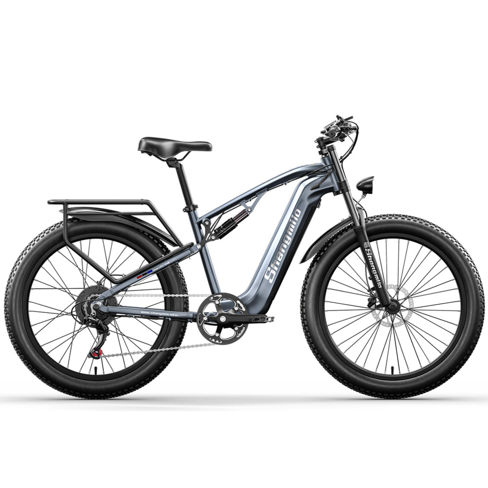 Bicicleta de montaña eléctrica SHENGMILO MX05 de 26 pulgadas con neumáticos anchos, motor de 1000 W, batería de 48 V y 17,5 Ah