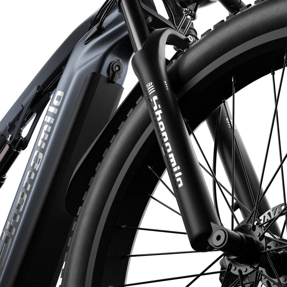 Bicicleta de montaña eléctrica SHENGMILO MX05 de 26 pulgadas con neumáticos anchos, motor de 1000 W, batería de 48 V y 17,5 Ah