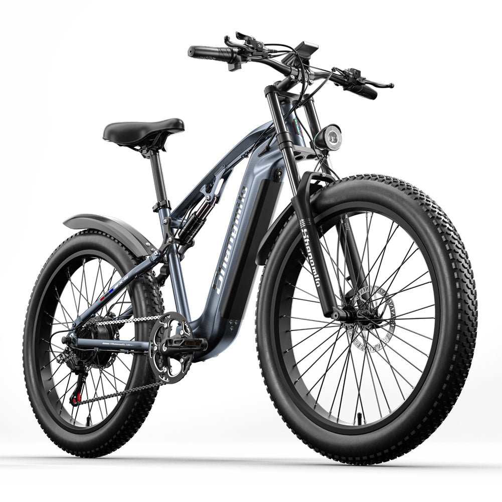 Bicicleta de montaña eléctrica SHENGMILO MX05 de 26 pulgadas con neumáticos anchos, motor de 1000 W, batería de 48 V y 17,5 Ah