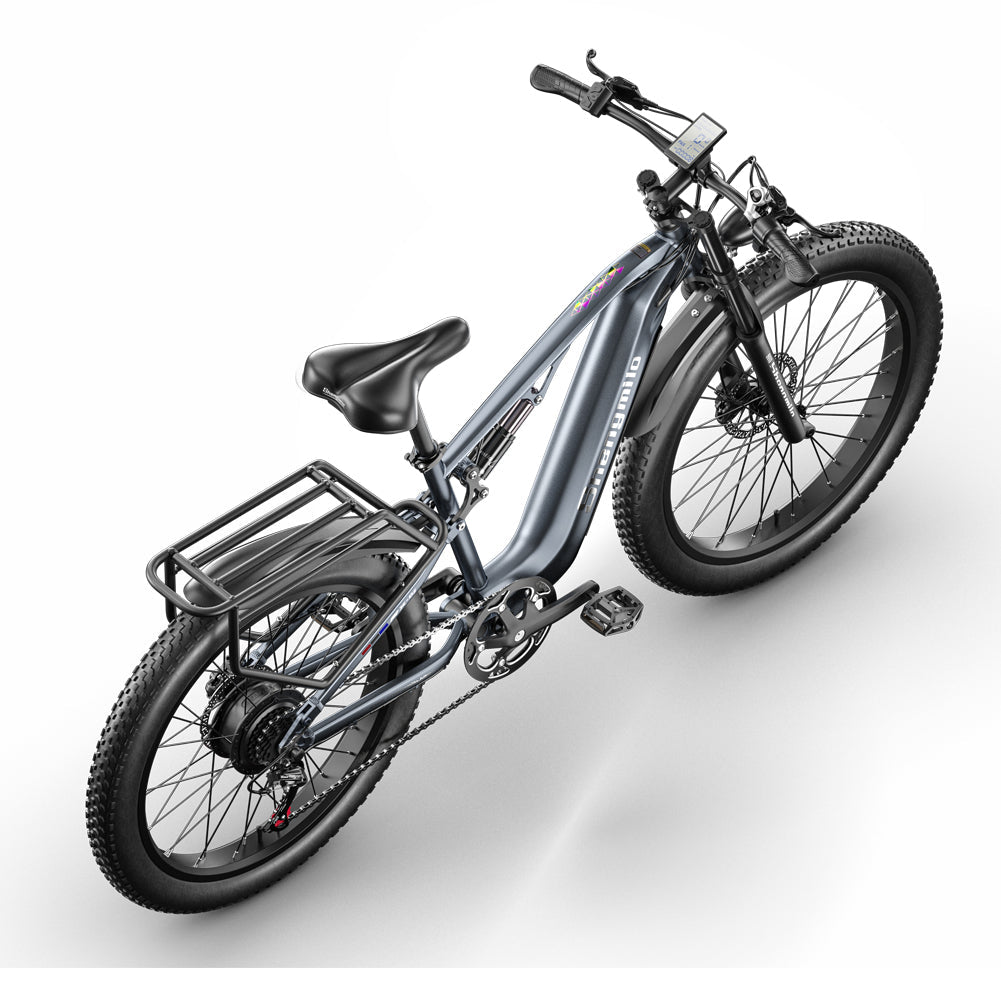 Bicicleta de montaña eléctrica SHENGMILO MX05 de 26 pulgadas con neumáticos anchos, motor de 1000 W, batería de 48 V y 17,5 Ah