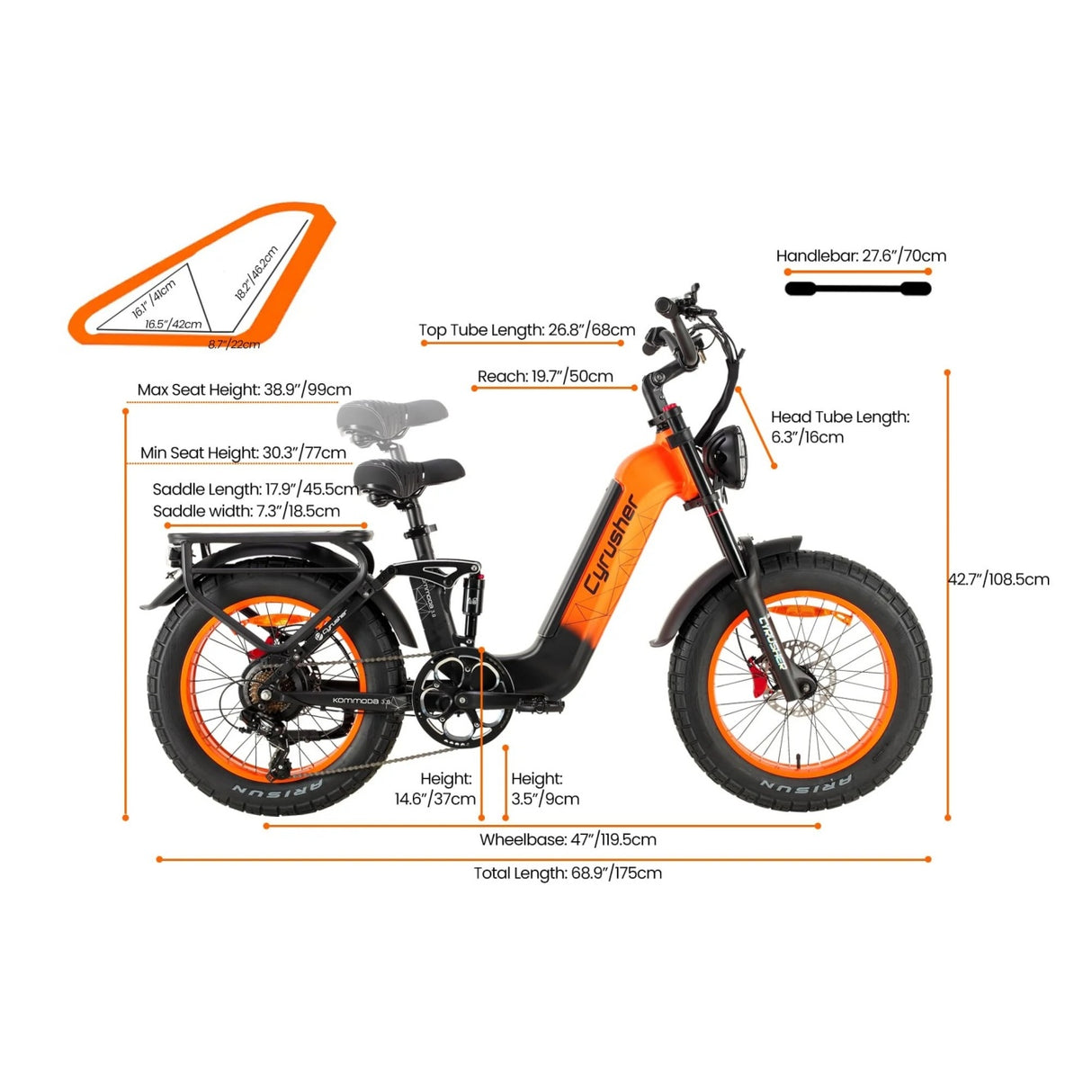CYRUSHER KOMMODA 3.0 20" Elektro Lastenrad 250W Motor 48V 20Ah Batterie