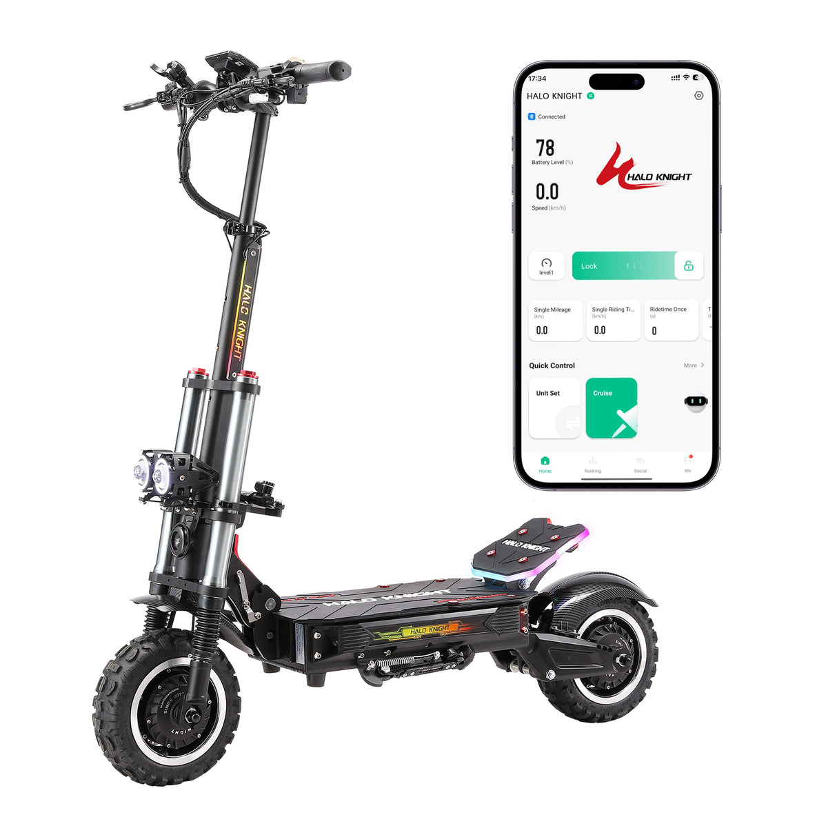 HALO KNIGHT T107 Pro 11" Faltbares Elektroroller 3000W*2 Doppelmotor 60V 38,4 Ah Batterie