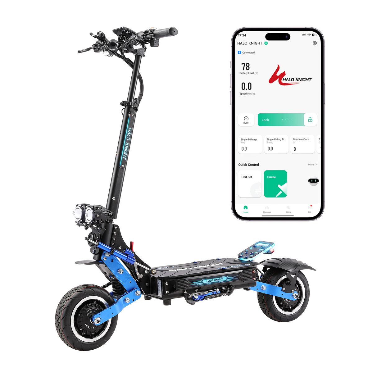 HALO KNIGHT T108 Pro 11" Off-Road Faltbares Elektroroller 3000W*2 Motor 60V 38,4Ah Batterie