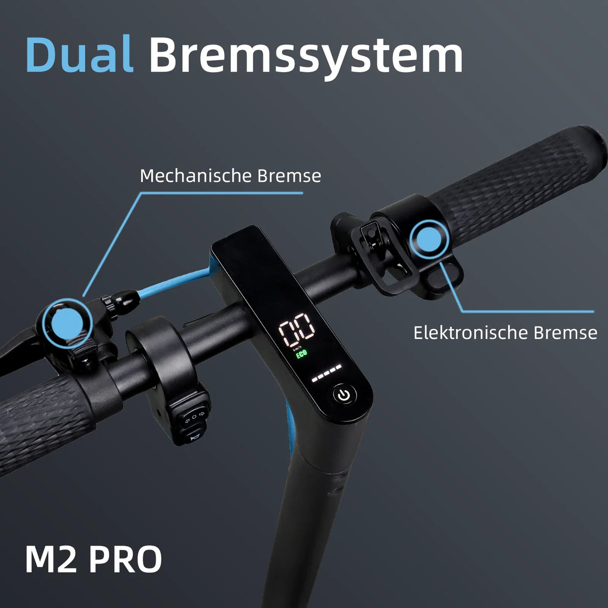 HONEYWHALE M2 Pro Zusammenklappbarer Elektroroller mit App-Steuerung Bluetooth 500W Spitzenmotor 36V 7,8Ah Batterie