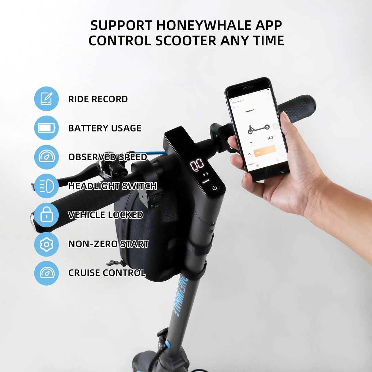 HONEYWHALE M2 Pro Zusammenklappbarer Elektroroller mit App-Steuerung Bluetooth 500W Spitzenmotor 36V 7,8Ah Batterie