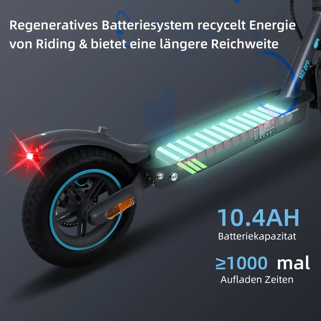 HONEYWHALE M2 Pro Zusammenklappbarer Elektroroller mit App-Steuerung Bluetooth 500W Spitzenmotor 36V 7,8Ah Batterie