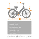 HillMiles MileCity1 26" City Elektro Trekkingrad 250W Motor 36V 13Ah Batterie