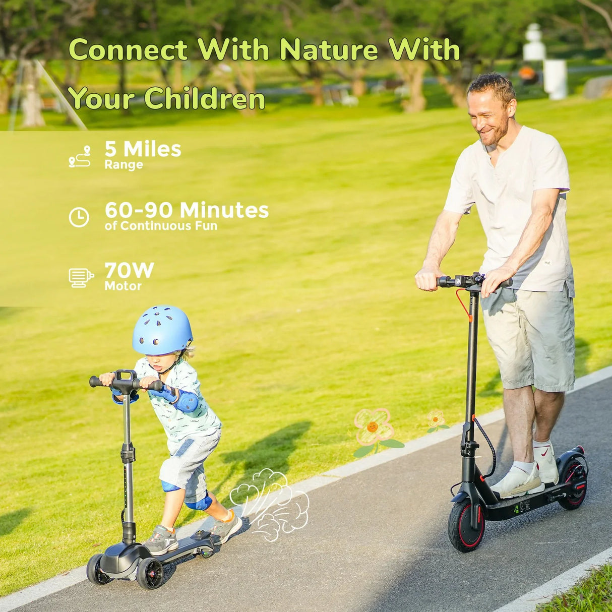 ISCOOTER IK2 3-Rad-Elektroroller für Kinder 70W Motor 18V 2Ah Batterie