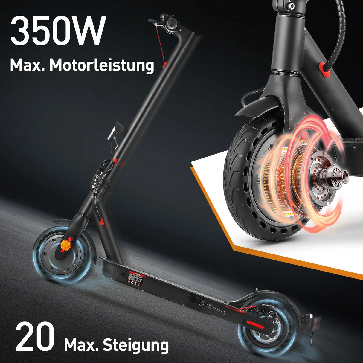 ISINWHEEL E9 8,5" E-Scooter Mit Straßenzulassung 350W Motor 36V 7,5Ah Batterie (ABE)