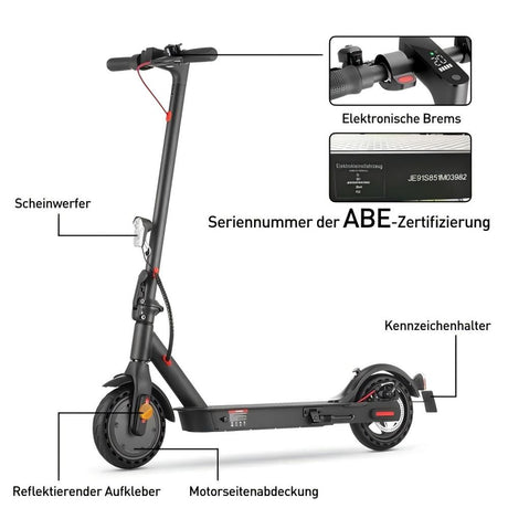 ISINWHEEL E9 8,5" E-Scooter Mit Straßenzulassung 350W Motor 36V 7,5Ah Batterie (ABE)