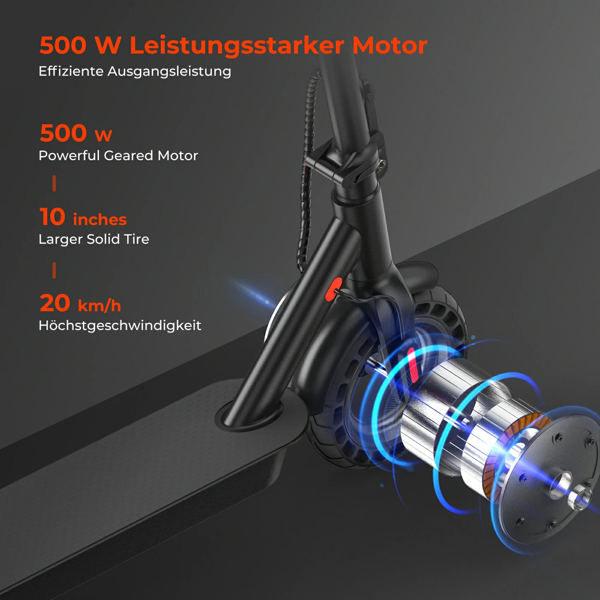 ISINWHEEL E9T Max 10" E-Scooter Mit Straßenzulassung 500W Motor 42V 10Ah Batterie (ABE)