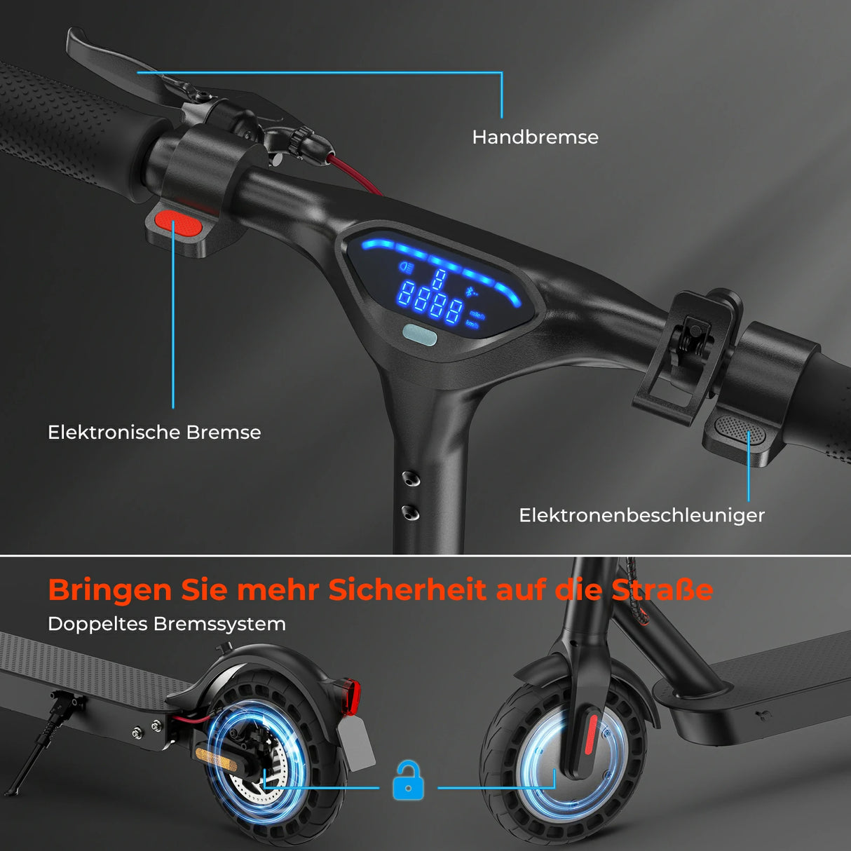 ISINWHEEL E9T Max 10" E-Scooter Mit Straßenzulassung 500W Motor 42V 10Ah Batterie (ABE)