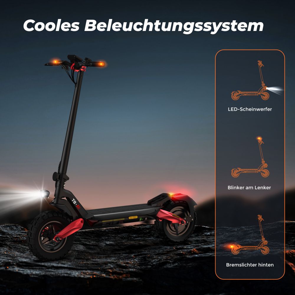 ISINWHEEL T8 10" Offroad-E-Scooter Mit Straßenzulassung 1200W Motor 42V 15Ah Batterie (ABE)