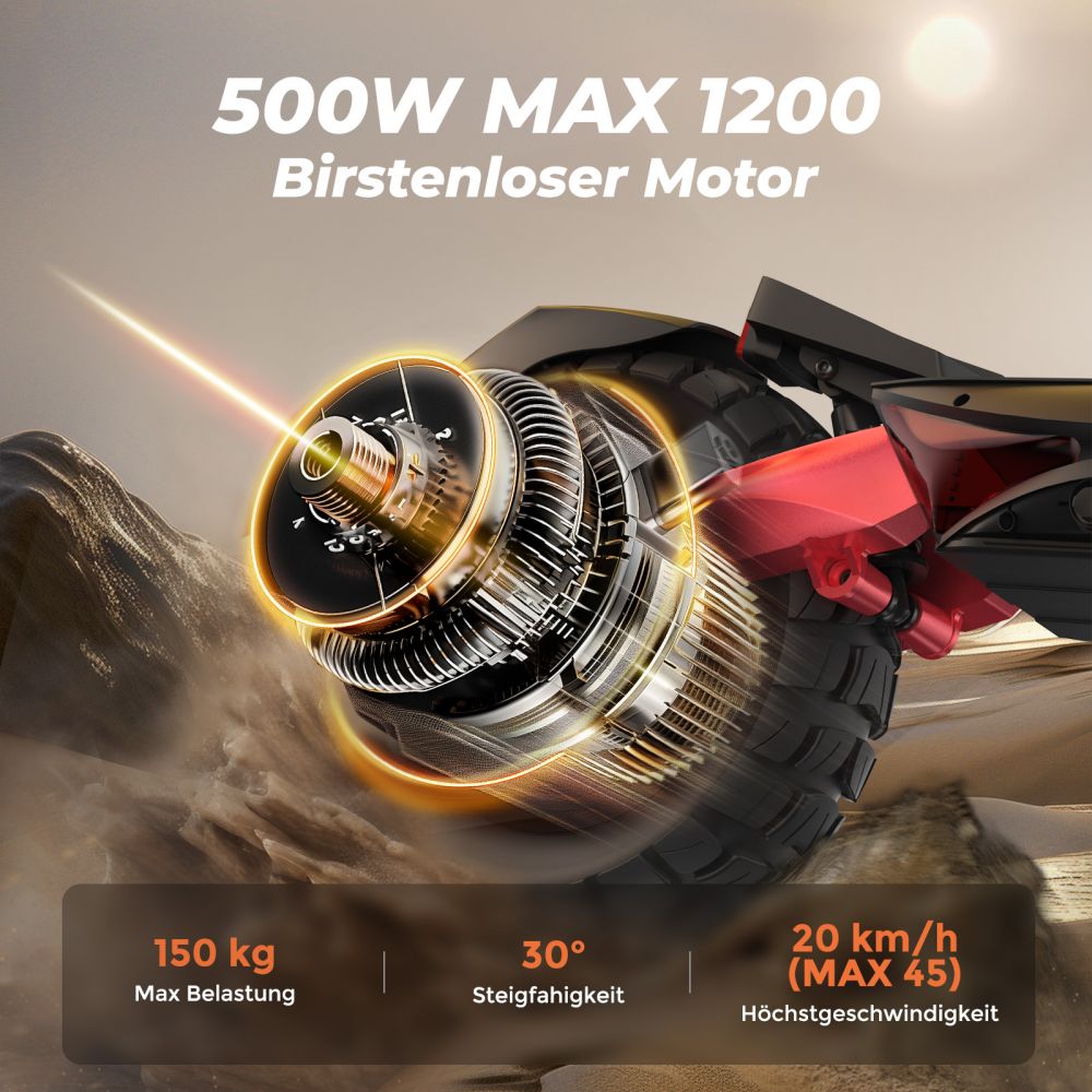 ISINWHEEL T8 10" Offroad-E-Scooter Mit Straßenzulassung 1200W Motor 42V 15Ah Batterie (ABE)