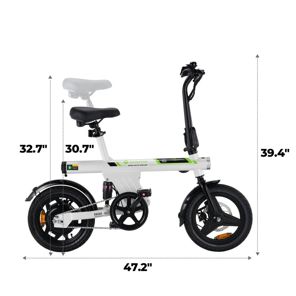 ISINWHEEL U1 14" kokoontaittuva sähköpyörä 500W moottori 36V 7.8Ah akku